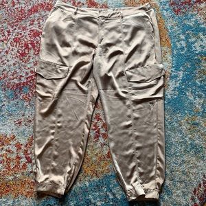 satin cargo joggers
